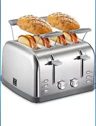 Toaster 4 Slice, Extra Wide Slots, Stainless Steel with High Lift Lever, Bagel and Muffin Function, Removal Crumb Tray,...