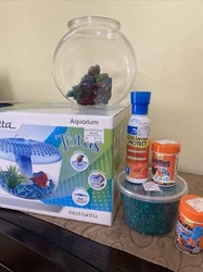 Lot of Goldfish Supplies - 2 Tanks, Fish Food, Water Cleaner, Rocks, Net, Etc. Both fish food are opened, rocks are...