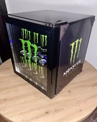 FOR SALE Greate Monster Energy Drink Black Mini Fridge For Drinks With Led Light inside. Double Glass Door. COOLING BY...