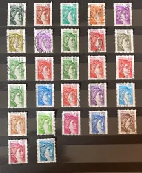 France Lot timbres oblitérés Marianne Sabine Service de livraison : Lettre