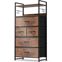 【5 Drawer Storage Capacity】5 chests of drawers to conveniently organize your clothes, pants, socks, sunglasses,...