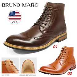 Dress boot features a wingtip toe and brogue details with a lace-up and side zipper closure. Dream Pairs Waterproof...