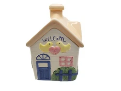 Country Cottage Ceramic Cookie Jar House.  This cute pre-owned jar is in great condition with no chips or cracks It...