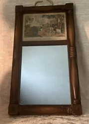 Vintage Wood Framed MIRROR Picture CURRIER IVES - SUMMER IN THE COUNTRY Scene.