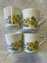 4 CORNINGWARE CORELLE SUNSATIONS SUNFLOWER CUP/MUG Corning Ware 8 Oz. About 3.5” tall Used. Very good condition. They...