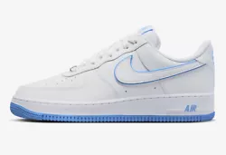 Nike Air Force 1 07 Low White University Blue Sole.
