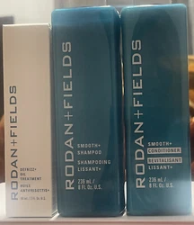 Rodan + Fields Smooth+ Regimen Hair Shampoo Conditioner & Defrizz Oil Treatment.