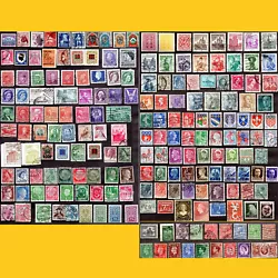 Années 1910 à 1970. Les 200 timbres sont visibles ci-dessous du nord : Canada, États-Unis. du sud : Argentine,...