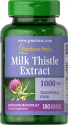 Puritans Pride Milk Thistle 1000 mg 4:1 Extract (Silymarin)-180 Softgels. Milk Thistle, derived from a purple flower,...