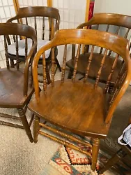 6 beautiful barrel-backed tavern (Captains) chairs for sale, sturdy with lots of character.