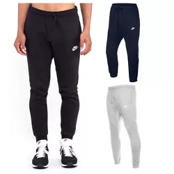 Nike Mens Athletic Wear Ribbed Cuff Drawstring Fleece Sweatpants Navy S.