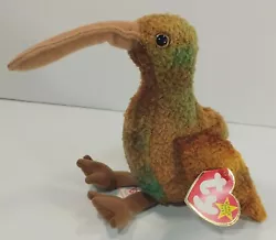 Vintage Retired Ty Beanie Baby BEAK the Kiwi Bird Born February 3, 1998 With Swing Tag. This peculiar fella has lived...