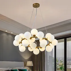 Glass Ball Ceiling Light Modern LED Chandelier Pendant Lamp Living Room Decor SPECIFICATIONS   Lamp Base(Socket):  25...