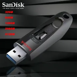 Clé USB SanDisk Ultra USB3.0. Avec son design noir élégant, la clé USB 3.0 SanDisk Ultra est aussi élégante que...