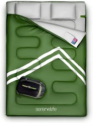SPECIAL DETACHABLE DESIGN: This camping sleeping bag is detachable to two individual sleeping bags and can also be used...