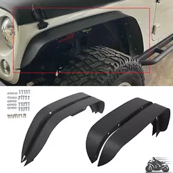For 2007-2018 Jeep Wrangler JK models only. 4 pieces Fender Flares (2 front and 2 rear). Material: Steel. Surface...