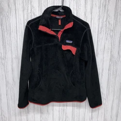 Womens Size M Patagonia Black Red Snap Fleece EUC.