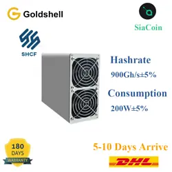 Goldshell SC BOX (SiaCoin) Miner! Goldshell SC BOX Miner ASIC. Hashrate：900Gh/s±5% Consumption：200W±5%.