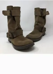 Mid Calf -. Tan/Brown Suede w/Buckles. Excellent Preowned Condition. (see pic) Could probably be buffed out with...