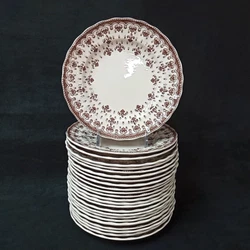 Maker: Copeland Spode. Pattern: FLEUR DE LIS -Brown, Old Mark. Item: Bread Plate.