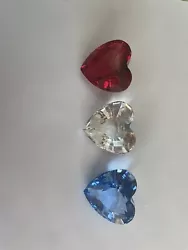 swarovski crystal heart paperweight. Red white and blue , perfect condition
