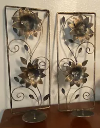 Set of Two Wall Sconces Metal Wall Décor Antique-Style Decorative Candle Holder. Bronze finish *Candles not included