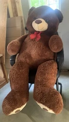 Giant Plush Brown Teddy Bear With Red Ribbon Stuffed Animal, Big Soft Plush Toy,.