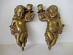 CHERUB ANGELS. WALL PLAQUE / CANDLE HOLDER. MADE IN HONG KONG. X 5 1/2 IN.