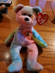 Ty Beanie Baby Peace Bear - Rare. Date numbered on Swing, Errors.Pristine Condition! Condition is 