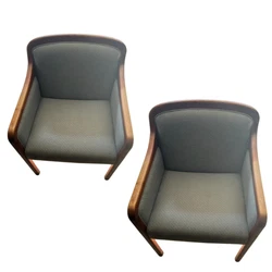Pair of Vintage Mid-Century Walnut Arm Chairs.