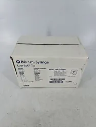 BOX OF 100 BD 309628 1mL Syringe Luer-Lok Tip. NEW IN BOX SEALED.