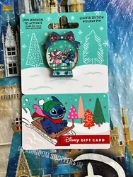2022 Disney Parks Happy Holiday Christmas Stitch & Angel Gift Card & LE Pin GWP. Gift card has $0 value.