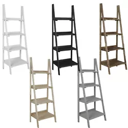 Black - 4 Tier Ladder Shelf White - 4 Tier Ladder Shelf Brown - 4 Tier Ladder Shelf Gray - 4 Tier Ladder Shelf. Easy to...
