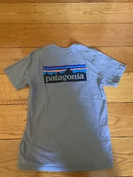 Patagonia Mountain Range P6 Logo Short Sleeve S/S Pocket T Shirt Mens Medium.