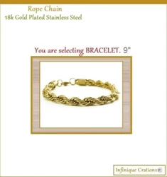 This Shiny 18K Gold Plated Stainless Steel Rope Chain is very smooth and comfortable to wear alone or embellished with...