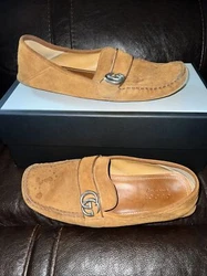 Gucci Mens Brown Suede Noel GG Logo Driving Shoes Moccasin Loafers-SZ 10.5 US. Condition: 7.5/10Shoes have normal wear...