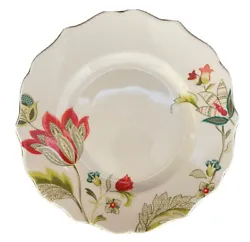 222 Fifth Bella Donna Flower Dessert Bread Plate Home Decor 8.75”. No chips or cracks. A couple of minor...