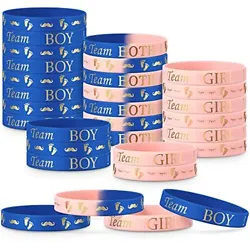 Gender reveal wristband set: youll get 30 pieces of gender reveal bracelets in 3 styles, respectively printed with the...