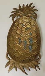 You are bidding on a Solid Brass Pineapple Trivet Decor with Patina Good Luck for the Home. Classic symbol of...
