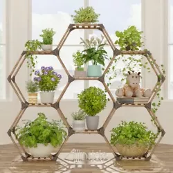 Allinside 9 Tiers Hexagonal Plant Stand Specifications: Colors: Natural Wood Sizes: 9 Tiers Weight: 4500g / 9.9lb...