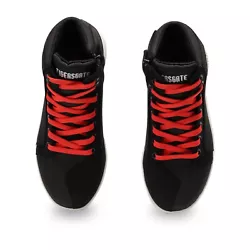 Two shoelaces, red shoelaces, and black shoelaces. Two Shoelaces. There is fluorescent print on the heel which make...