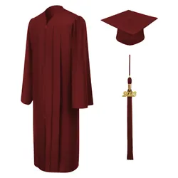 The burgundy graduation robe and cap are made from high quality tricot fabric. Includes matching burgundy graduation...