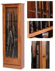 This is a superb, solid wood gun cabinet for those with a large collection. Holding up to 10 guns, including double...