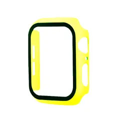 For Apple Watch 38mm Hard PC Bumper Case with Tempered Glass YELLOW For Apple Watch 38mm Hard PC Bumper Case with...