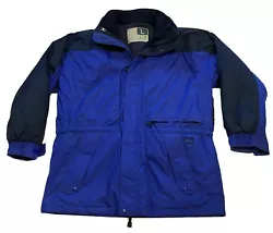 Style: Parka 3-in-1 Jacket Blue Black Nylon, zip vents under arms, Concealed hood, inner zip out Fleece Jacket. Fabric...