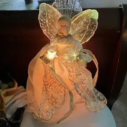 Vintage Christmas Fiber Optic Color Change Light Up Angel Tree Table Topper. Nice used condition Comes with boxSee...