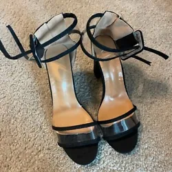 Size 39 or size 8 black heels with clear accents around the ankle. I think bought from a boutique but can’t remember