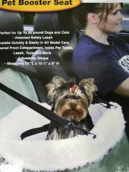 Travel Pet Booster Car Seat Sheepskin Faux Lining Small Dog w/Zipper Compartment. New in box.b=7