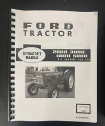 Ford 2000 3000 4000 5000 Tractor Owners. tractor weighting. tractor storage. PRINTED MANUAL. Operators Manual. starting...