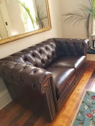 Beautifyl comfortable and luxurious top-grain leather Hydeline Stanwood chesterfield loveseat, new, unboxed, unused. ...